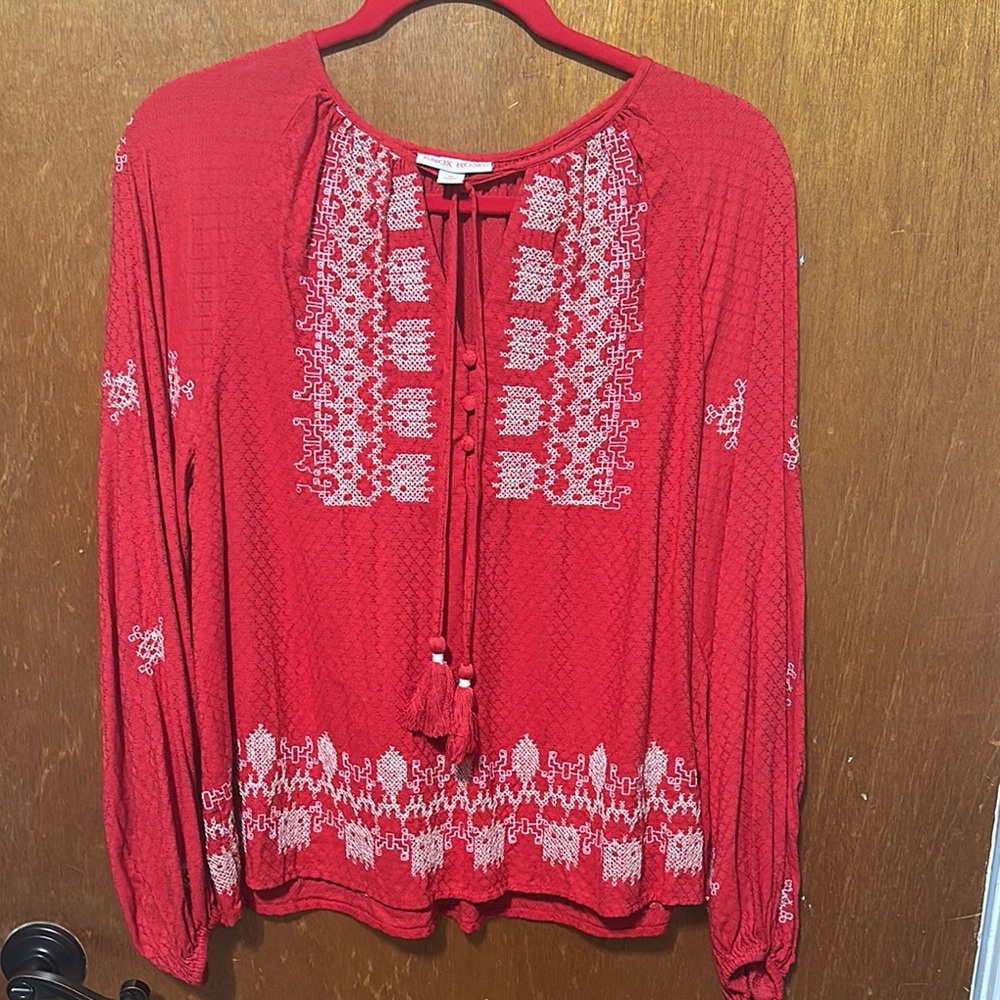 Knox Rose Red and White Top